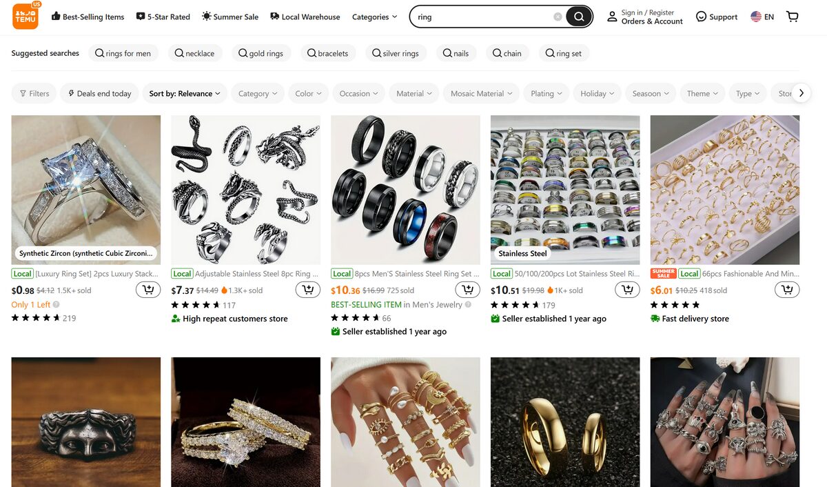 temu best jewelry retail suppliers